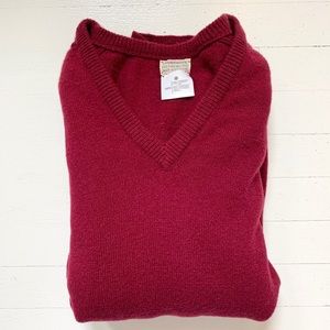 Vintage Scottish Wool Burgundy V-neck